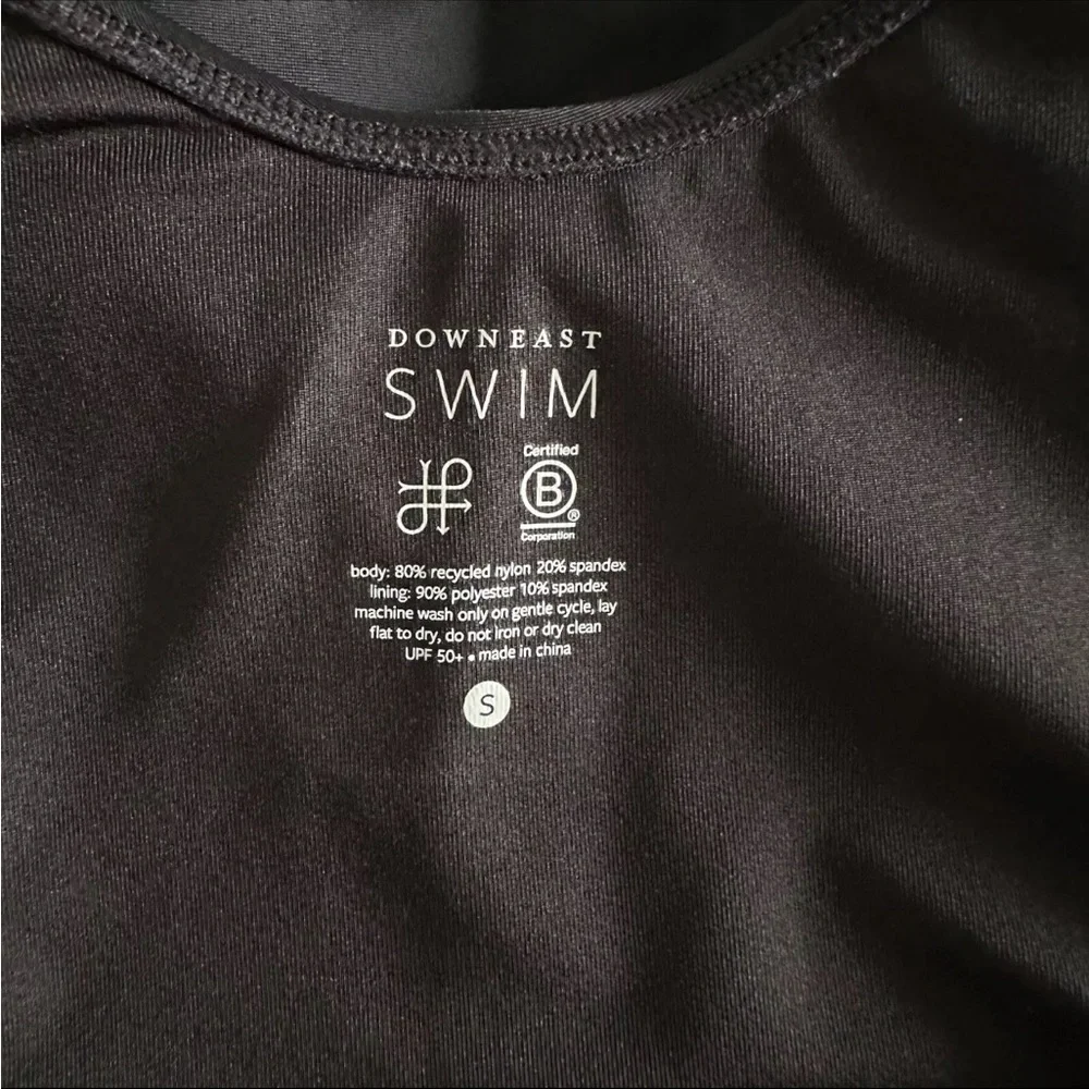 DownEast Swim Black One Piece Swimsuit Size Small High Neck UPF 50+